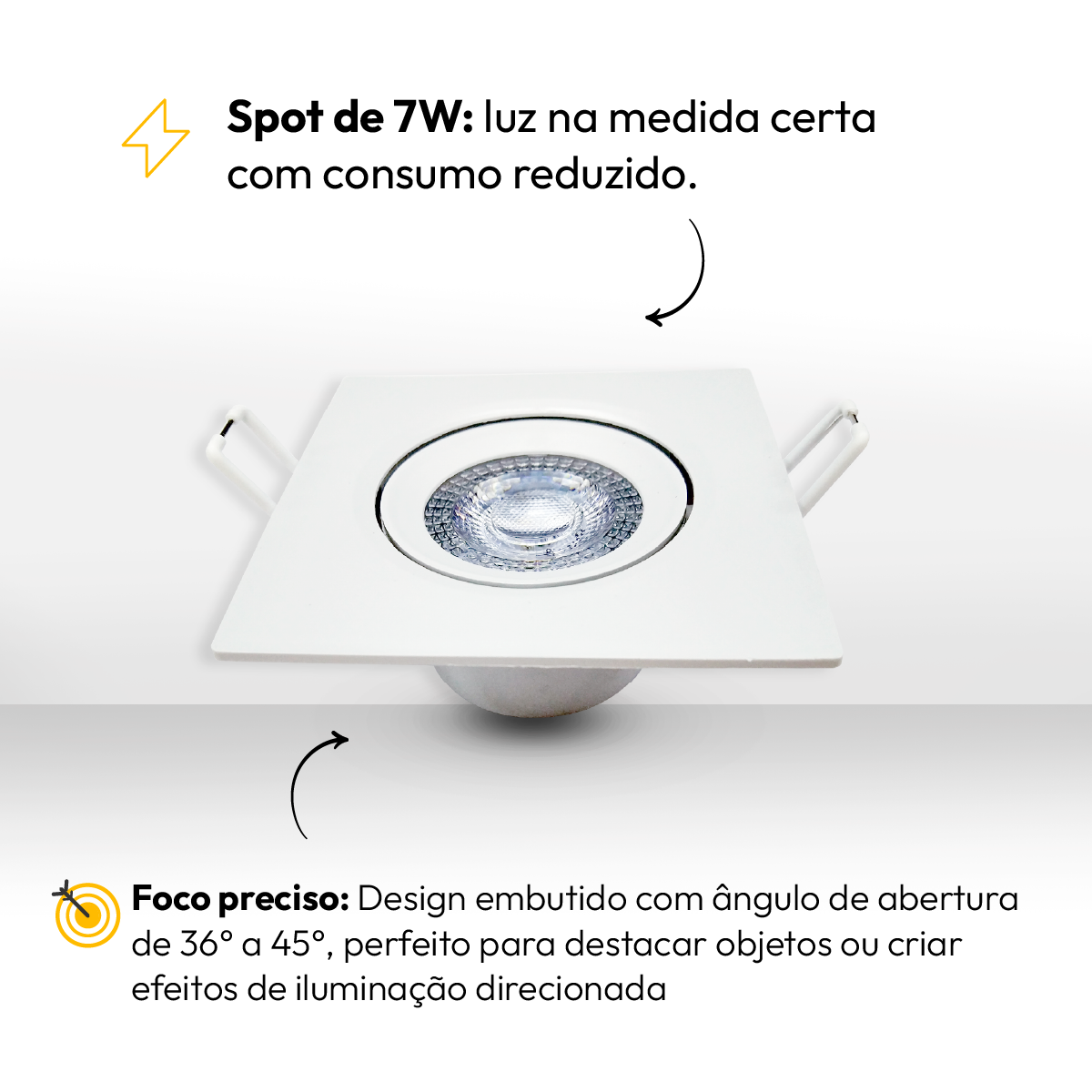 Kit 10 Spot Led Easy 7w 4000k Bivolt Embutir Quadrado Alut
