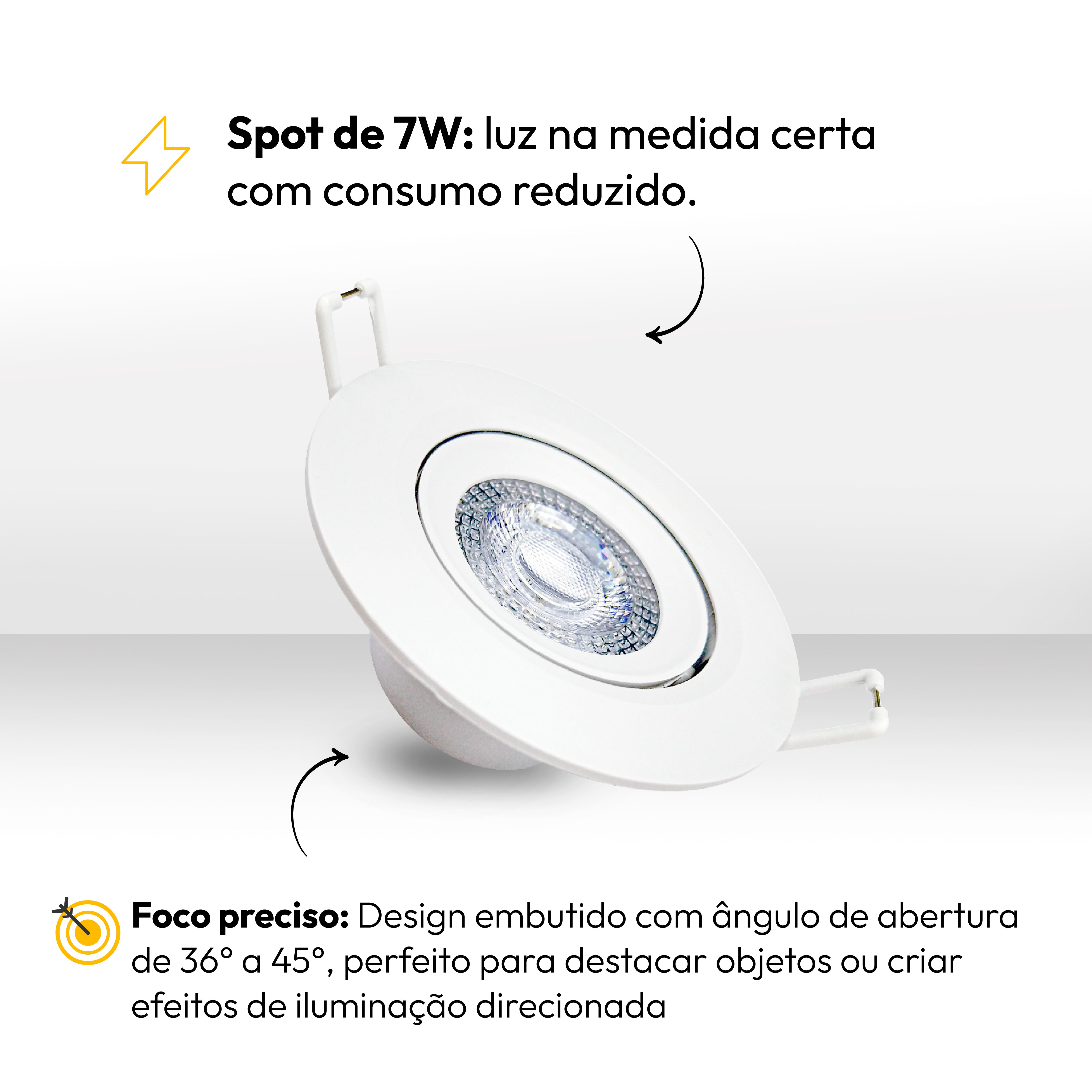 Kit 10 Spot Led Emb 7w 3000k 110v/220v Redondo Branco Alut