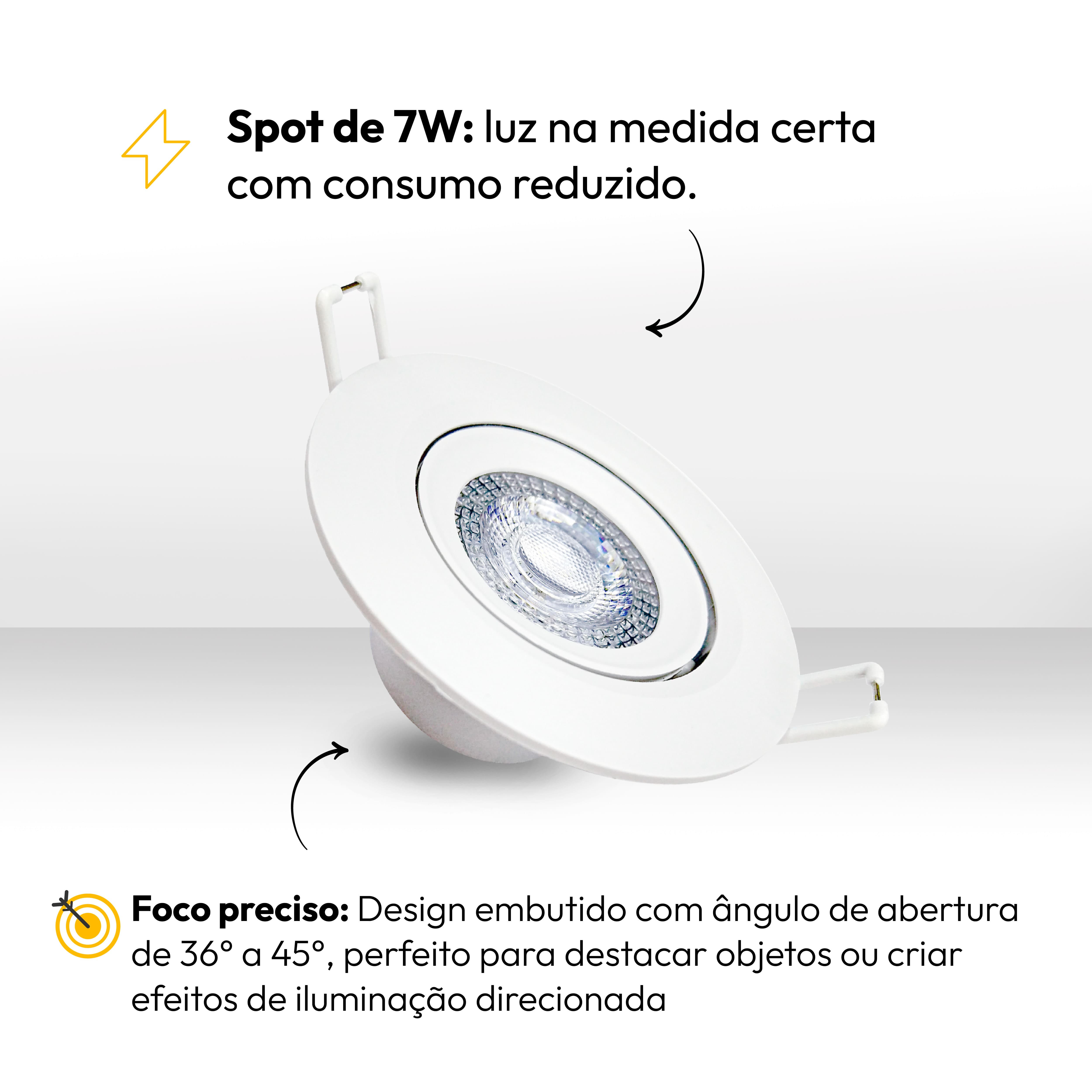 Kit 10 Spot Led Embutir 7w 6500k Branco Frio 110v/220v Bivolt Redondo Branco Alut