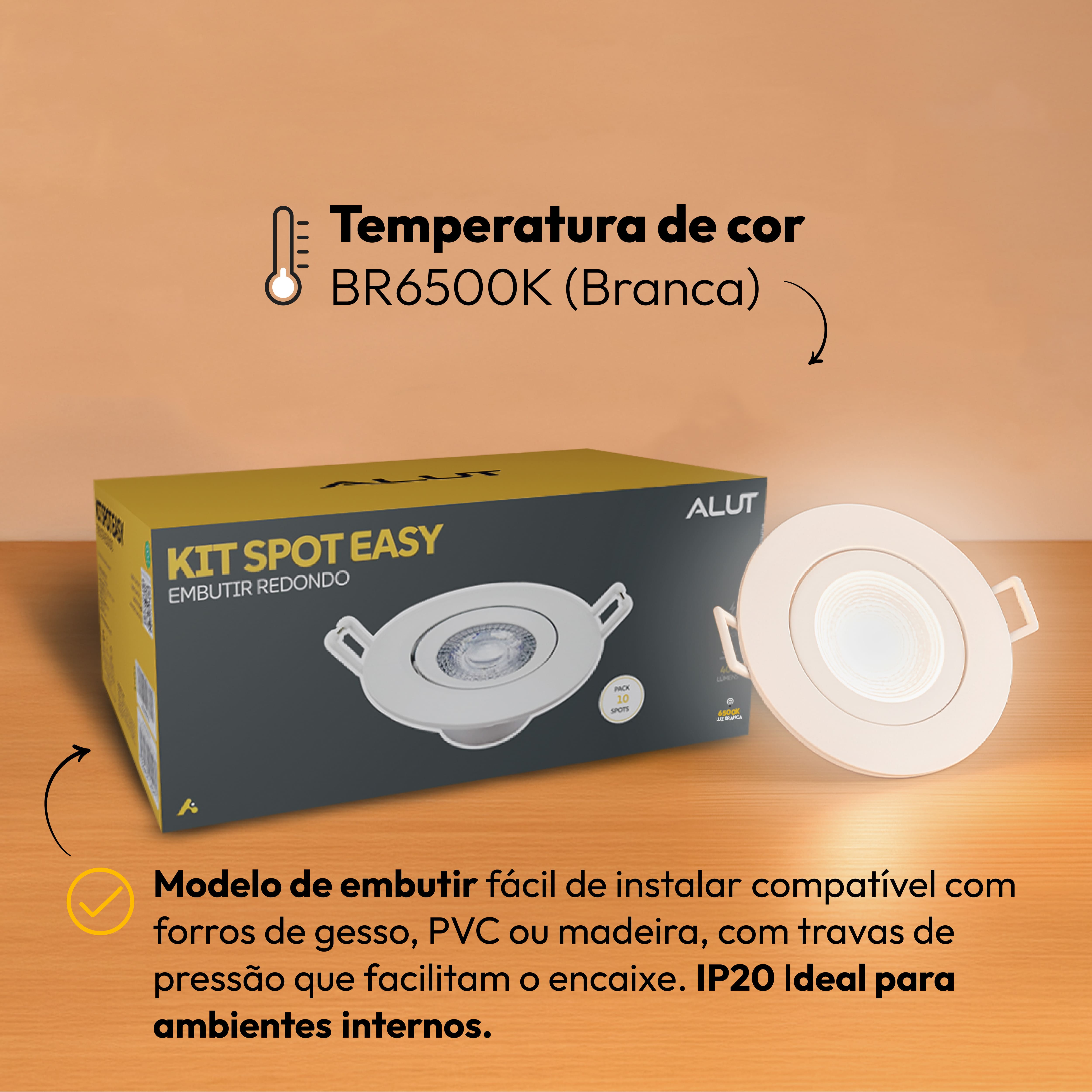 Kit 10 Spot Led Embutir 7w 6500k Branco Frio 110v/220v Bivolt Redondo Branco Alut