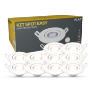 Kit 10 Spot Led Embutir 7w 4000k Branco Neutro 110v/220v Bivolt Ip20 Redondo Branco Cod: ALUT000606 Alut