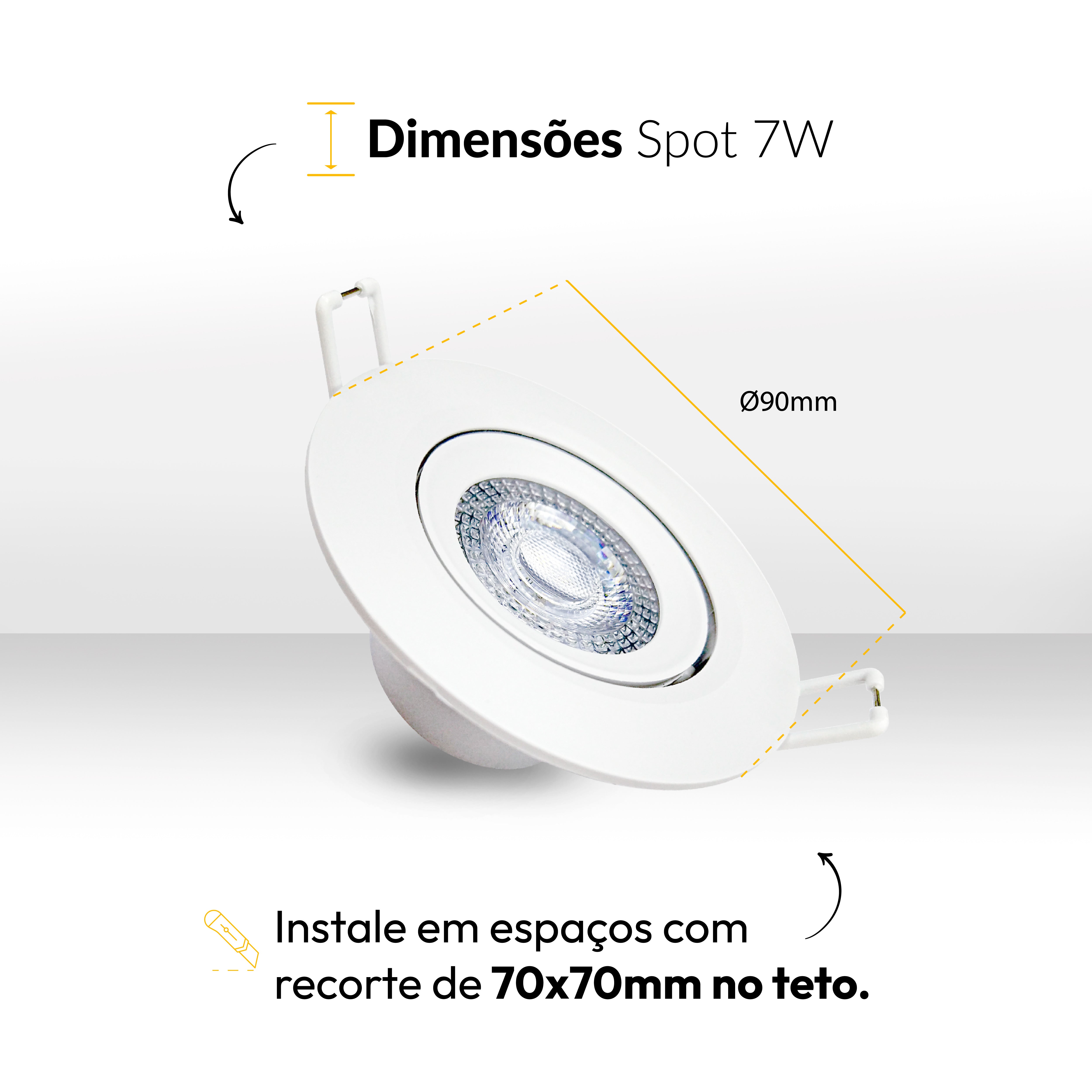 Kit 10 Spot Led Embutir 7w 4000k Branco Neutro 110v/220v Bivolt Ip20 Redondo Branco Cod: ALUT000606 Alut