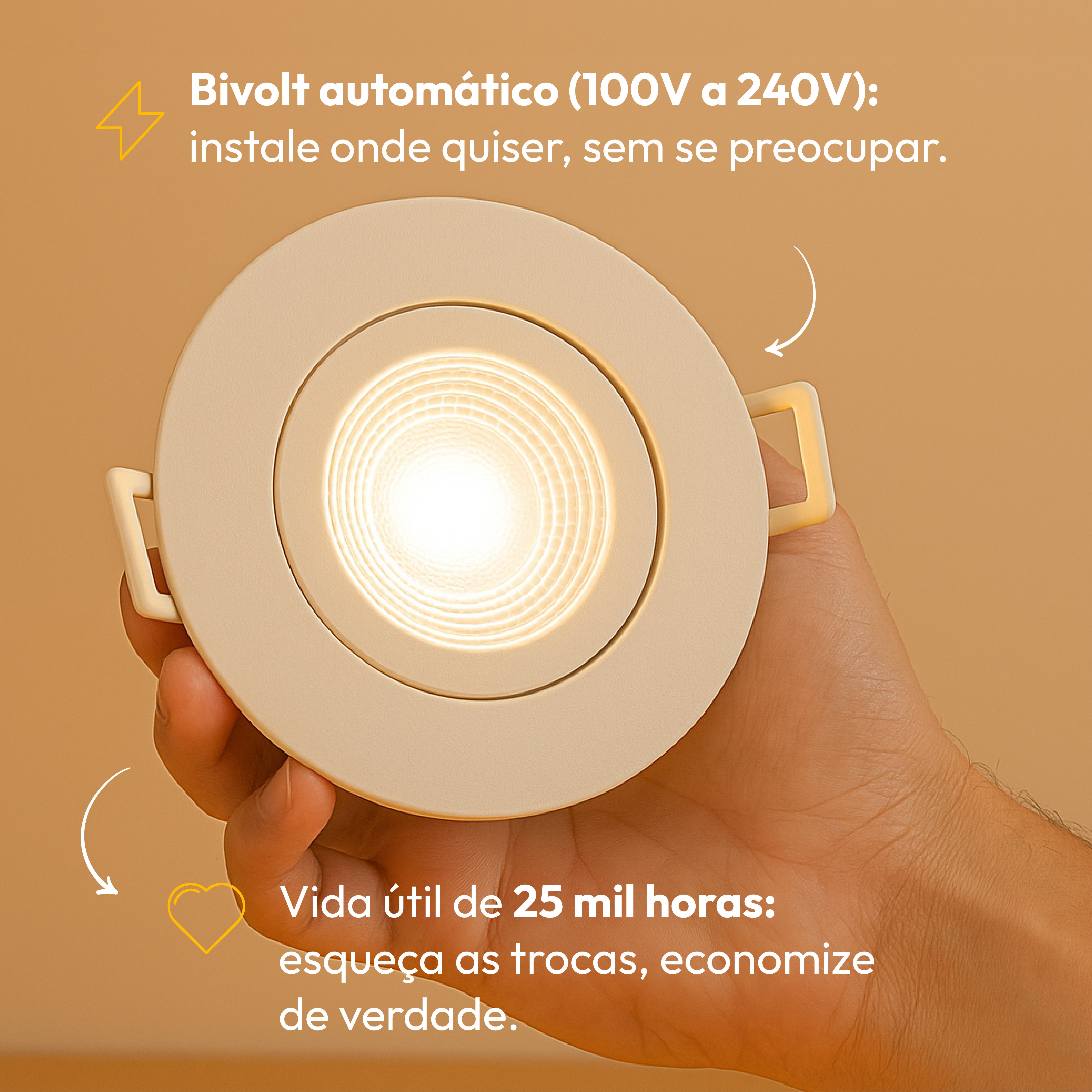 Kit 10 Spot Led Embutir 7w 4000k Branco Neutro 110v/220v Bivolt Ip20 Redondo Branco Cod: ALUT000606 Alut
