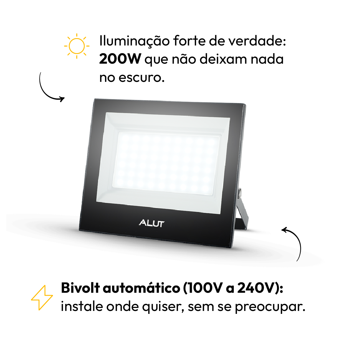 Refletor Led Slim 200w Branco Frio 6500k Bivolt IP65 Alut