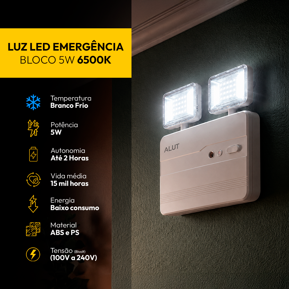 Luz Led Emergência Bloco Safelight 5W 600lm 6000K Alut