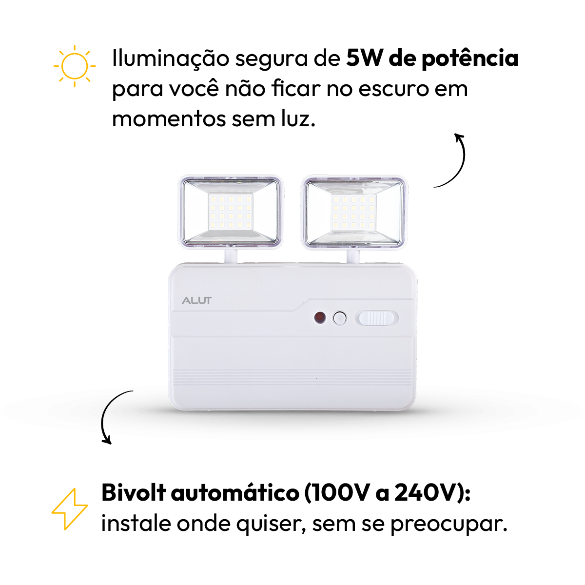 Luz Led Emergência Bloco Safelight 5W 600lm 6000K Alut