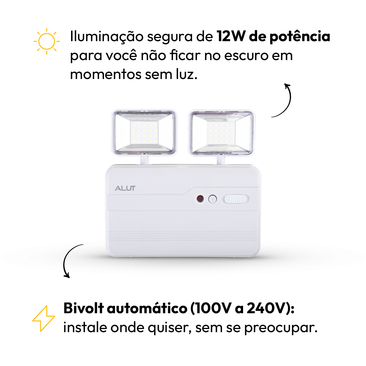 Luz Led Emergência Bloco Safelight 12W 1200lm 6000K Alut