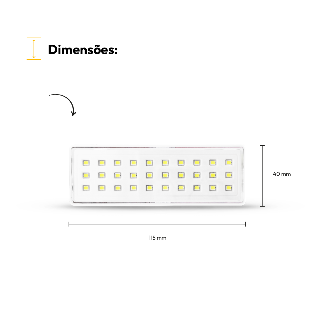 Luminária Emergência Barra 1w 100lm 6000K Branco Frio 4 Horas Bivolt Branco Alut
