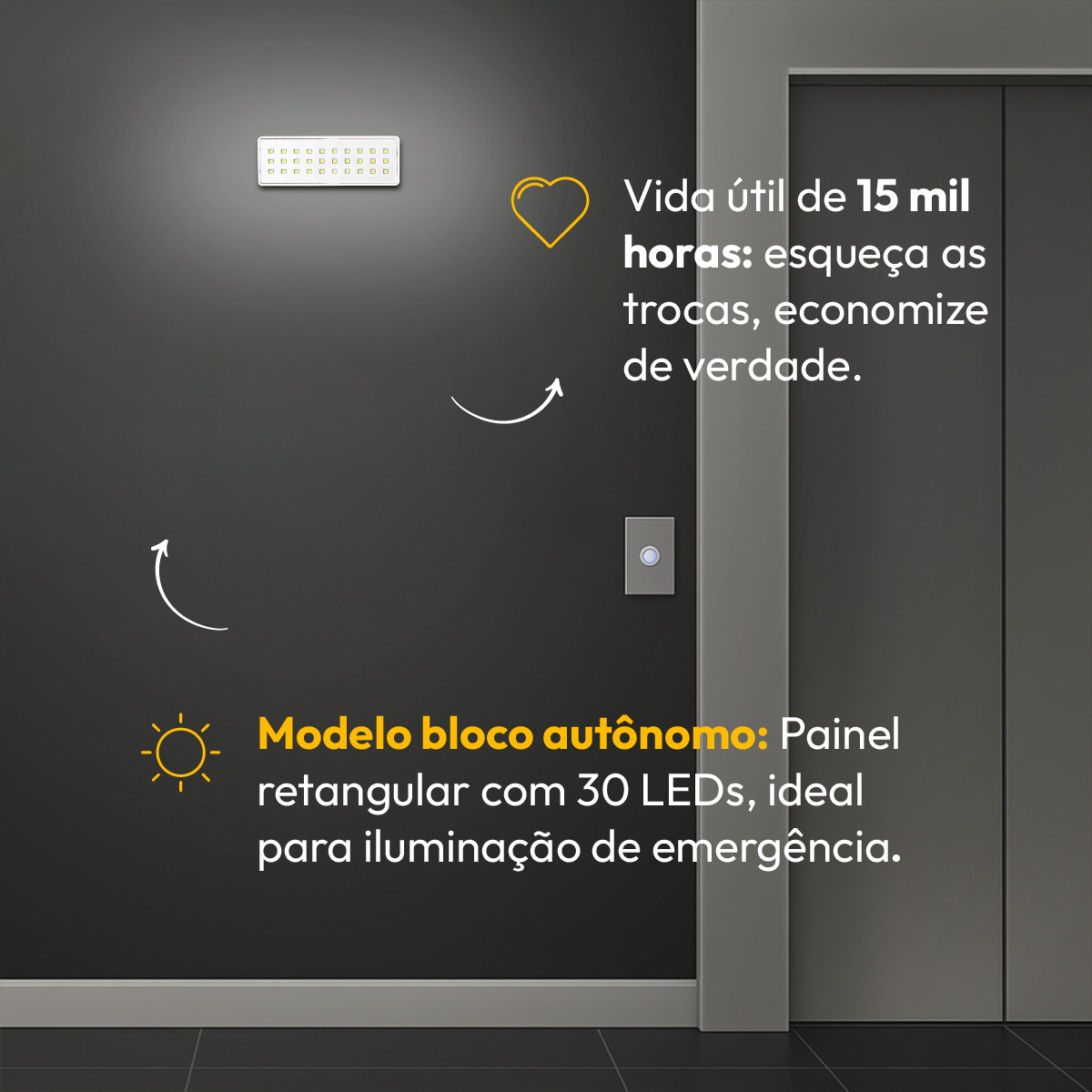 ALUT000803	Luminaria Led Emergencia Barra 1w 6000K Branco Frio Bivolt Branco Cod:ALUT000803 Alut By Avant