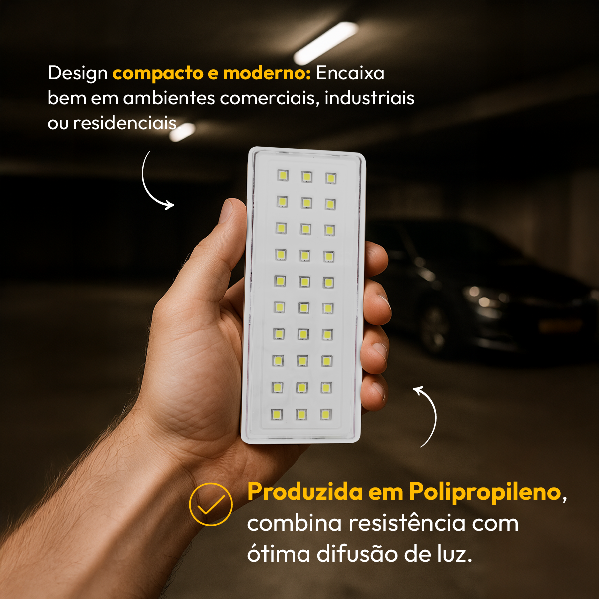 Luminária Emergência Barra 1w 100lm 6000K Branco Frio 4 Horas Bivolt Branco Alut