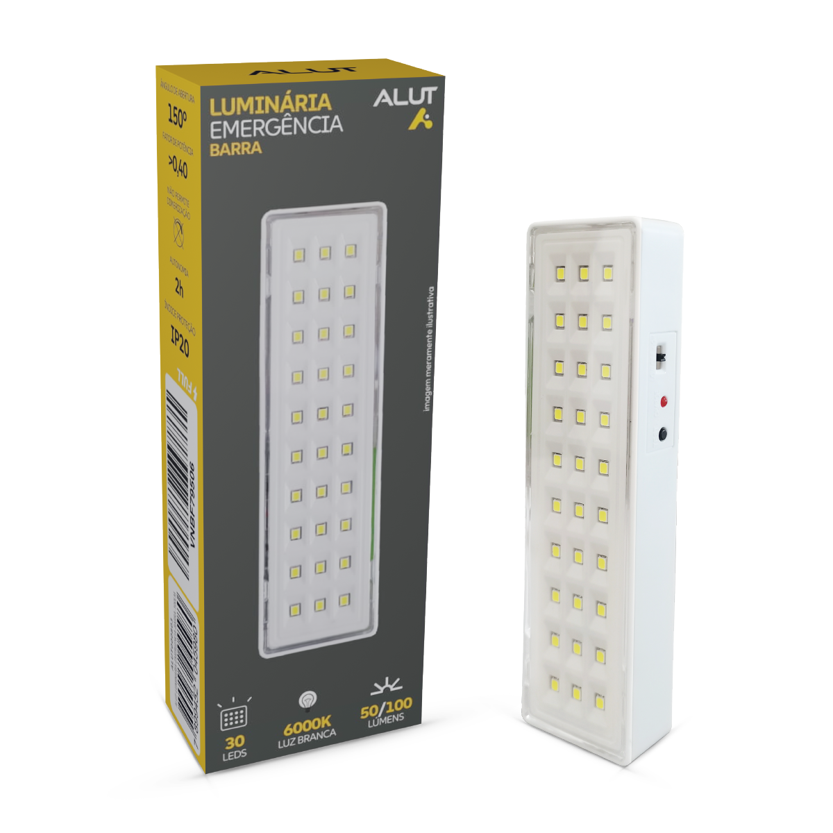 Luminária Led Emergência Barra 1w 6000K Branco Frio Bivolt Branco Alut