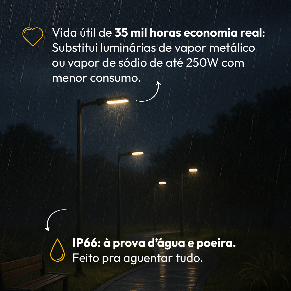 Luminária Led Poste Estacionamento 100w IP66 6500k Branco Frio Alut