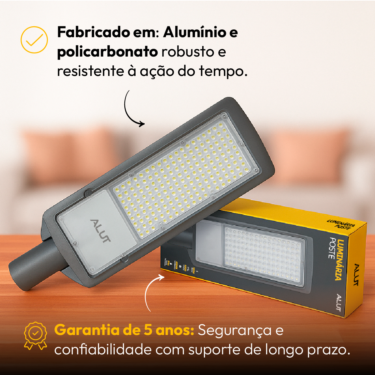Luminária Led Poste Estacionamento 200w IP66 6500k Branco Frio Alut