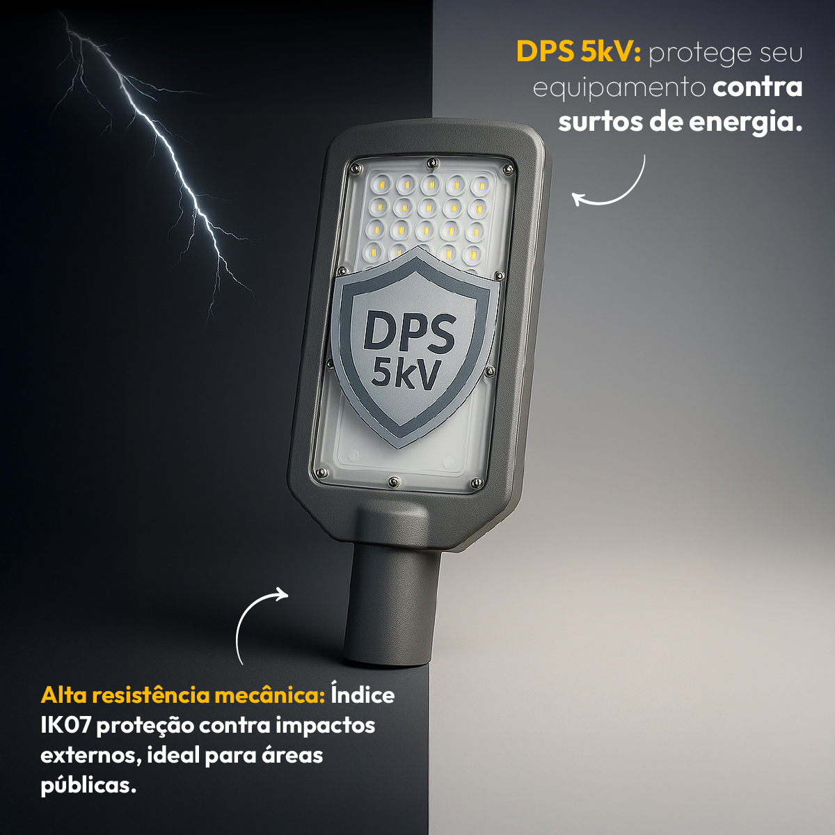 Luminária Led Poste Estacionamento 200w IP66 6500k Branco Frio Alut