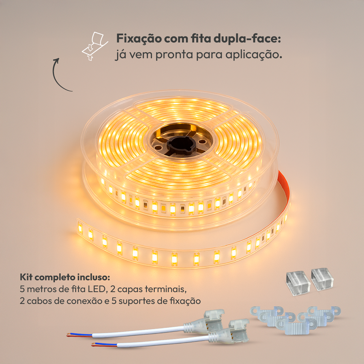 Fita Led Facile Risk 5m 12w 2700k Branco Quente 127v a prova d'água Alut