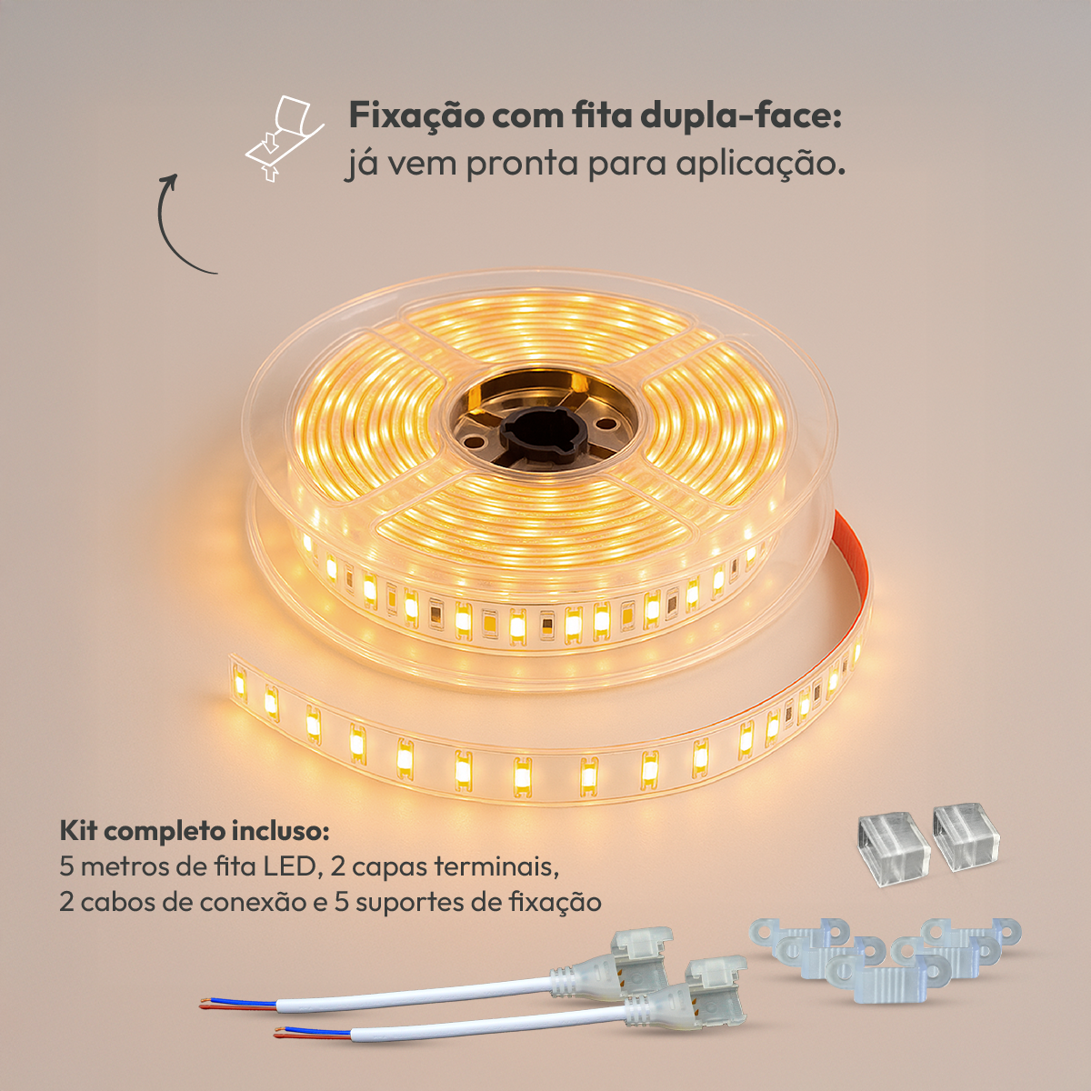 Fita Led Facile Risk 5m 12w 4000k Branco Neutro127v a prova d'água Alut