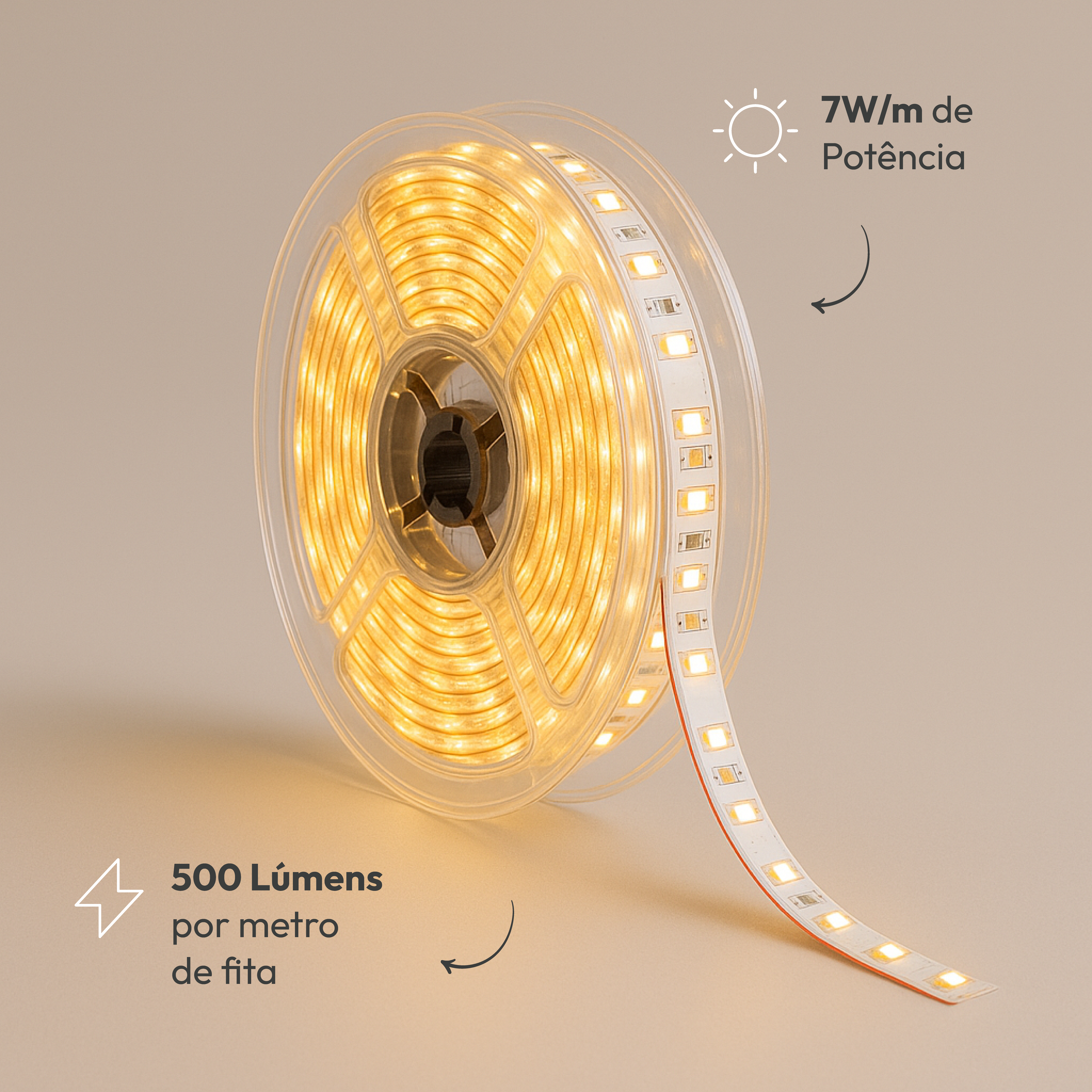 Fita Led Facile Basic 5m 9mm 2700k Branco Quente 127v a prova d'água Alut