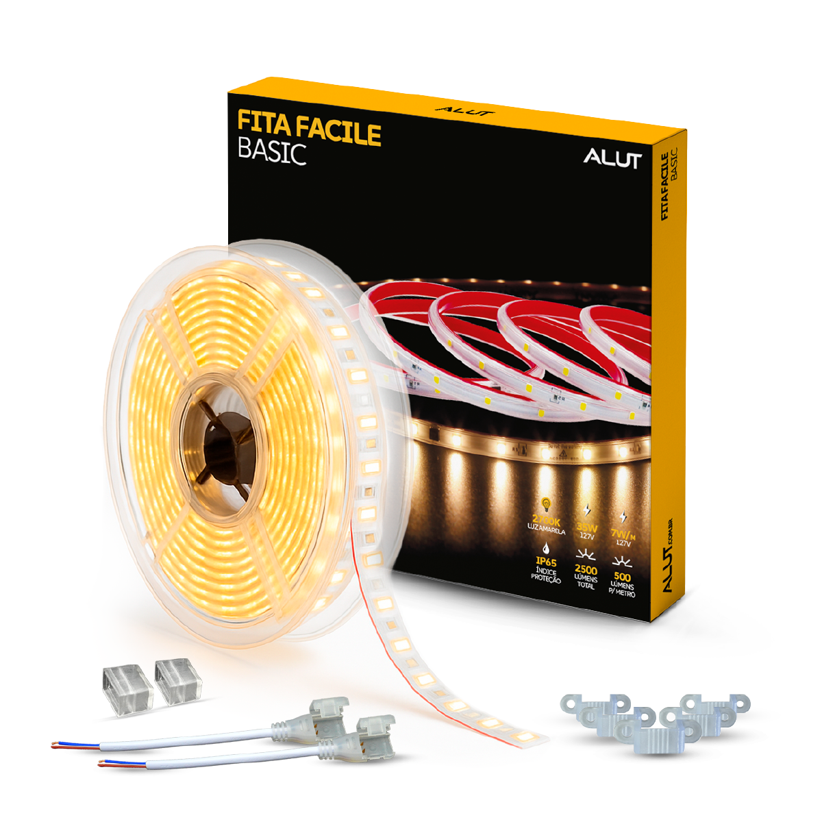 Fita Led Facile Basic 5m 7w 2700k 220v a prova d'água Alut