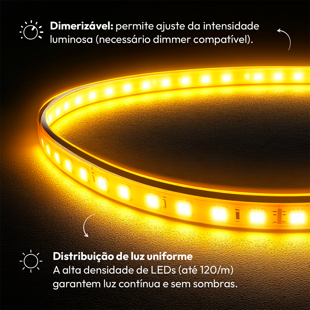 Fita Led Facile Strong 5m 20w 2700k Branco Quente 127v aprova d'água Alut
