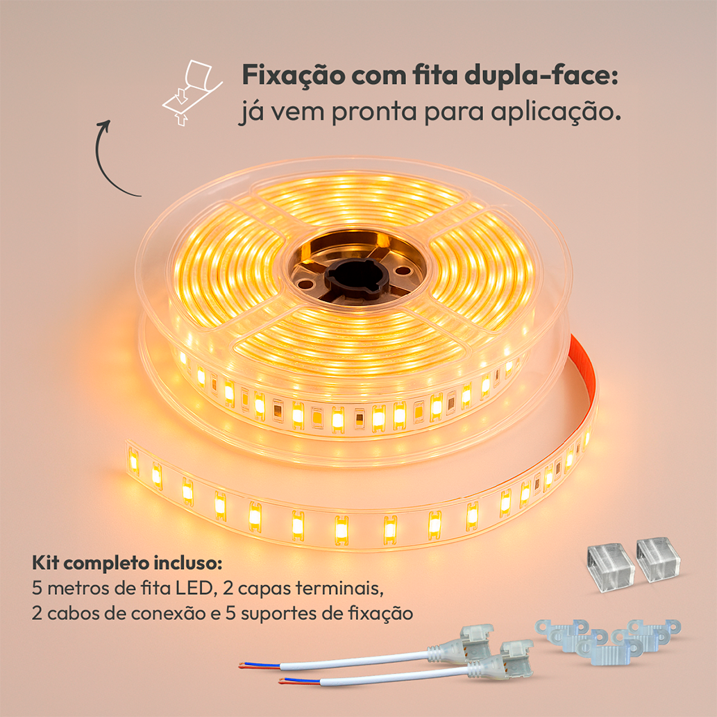 Fita Led Facile Strong 5m 20w 2700k Branco Quente 127v aprova d'água Alut