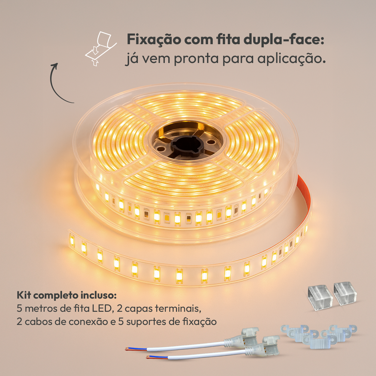 Fita Led Facile Strong 5m 20w 4000k Branco Neutro 127v aprova d'água Alut