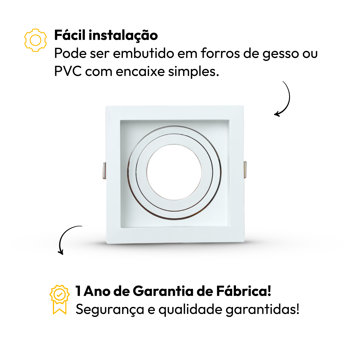 Spot Led Recuado Embutir Gu10 MR16 Quadrado Branco Alut