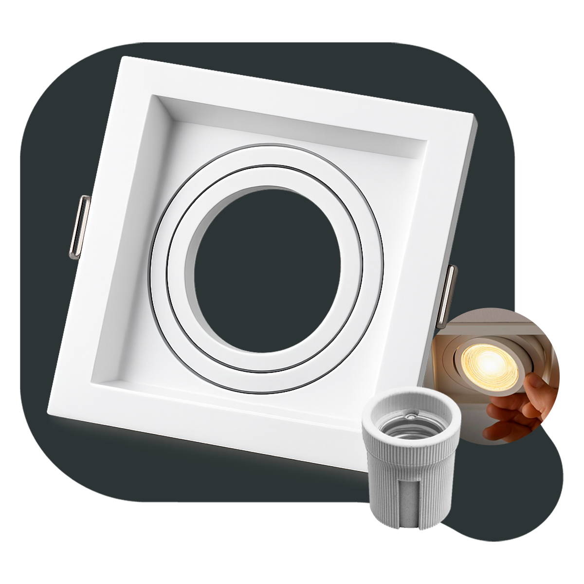 Spot Led Recuado Embutir E27 Par20 Quadrado Branco Policarbonato Alut