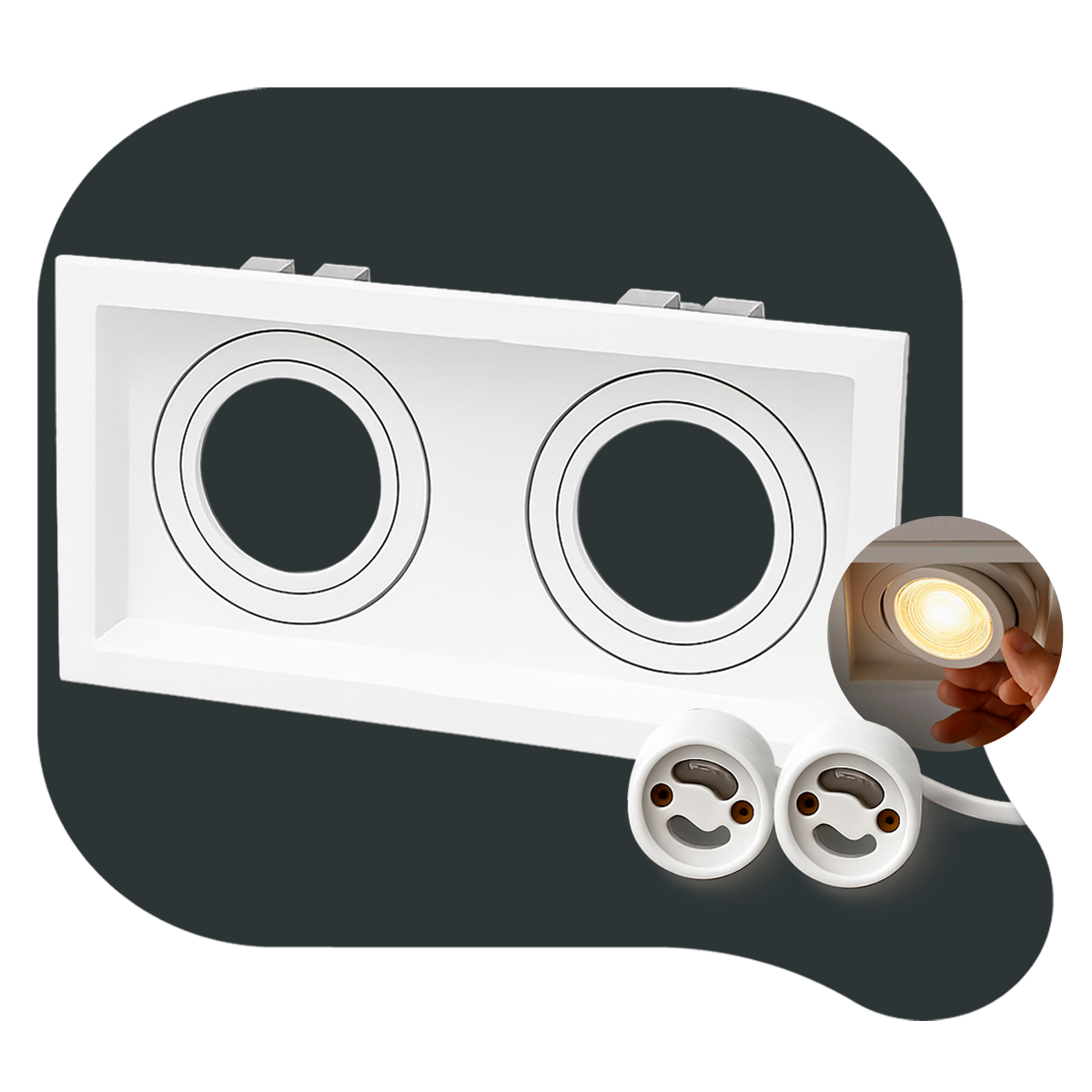 Spot Led Recuado Duo Embutir Gu10/MR16 Quadrado Branco Policarbonato Cod: ALUT000657 Alut By Avant