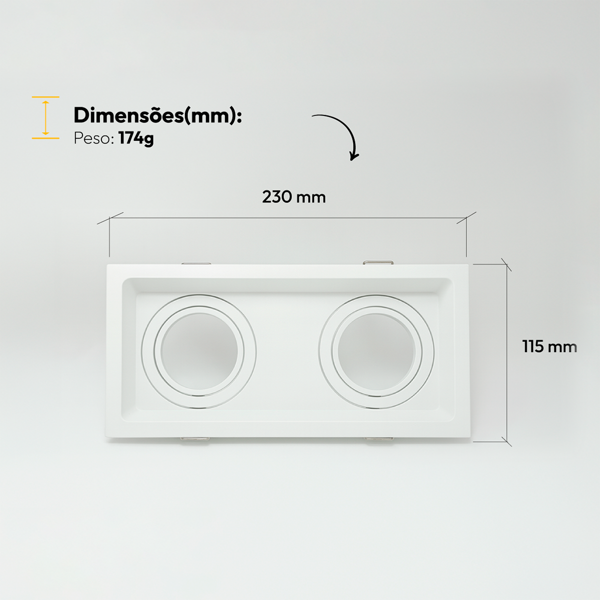 Spot Led Recuado Duo Embutir E27 Par20 Quadrado Branco Alut