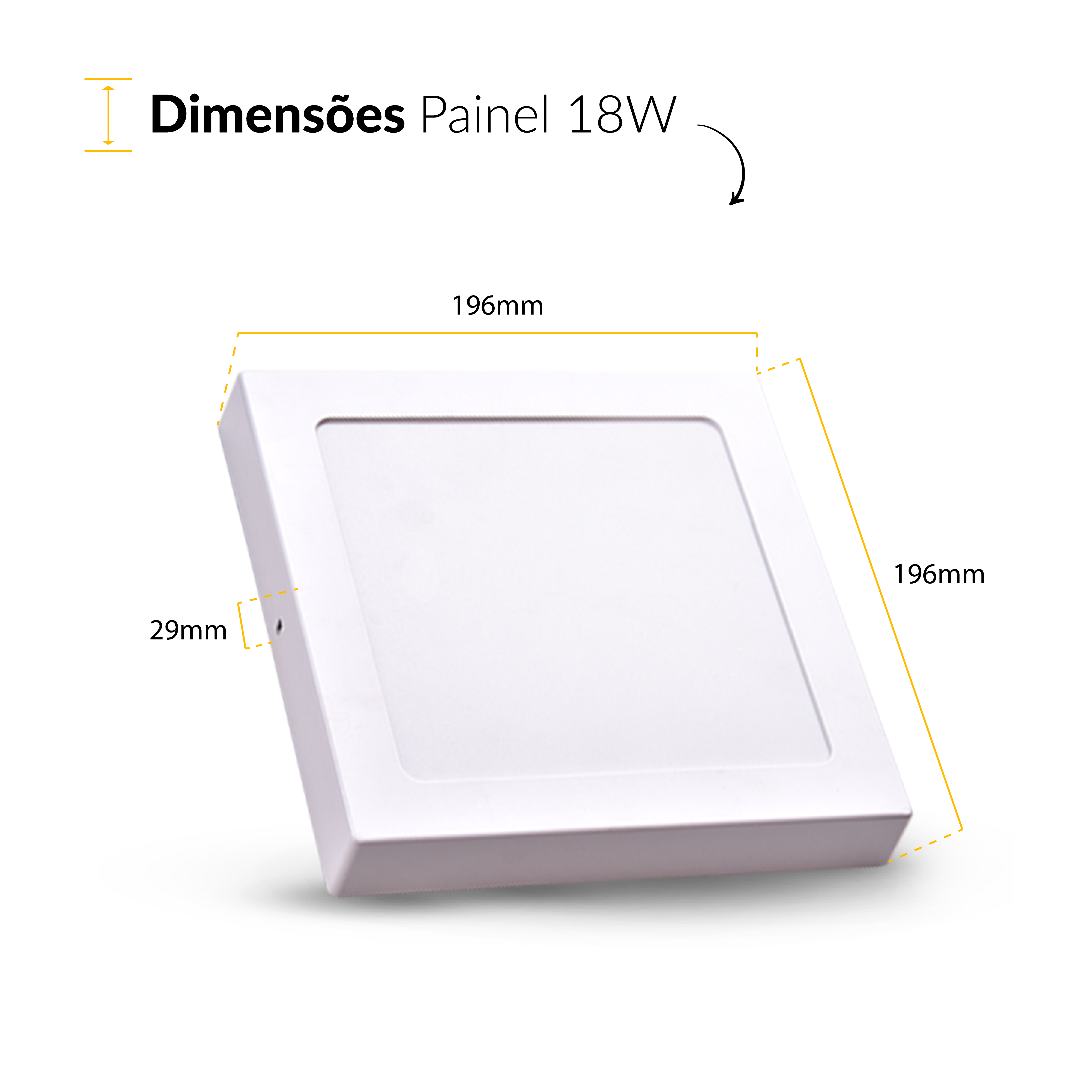 Kit 10 Painel Led Plafon Sobrepor 18W 6500k Bivolt Quadrado Alut