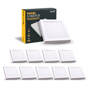 Kit 10 Painel Led Plafon Sobrepor 18W 6500k Bivolt Quadrado Alut