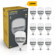 Kit 10 Lâmpadas Led Bulbo Hp 100w 6500k Branco Frio E27 Bivolt IP20 Alut