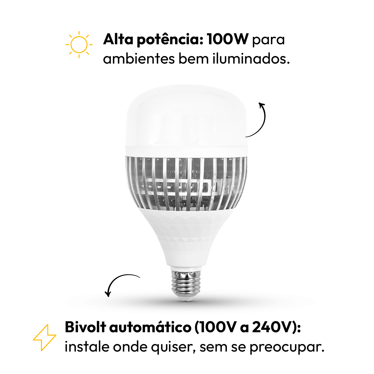 Kit 10 Lâmpadas Led Bulbo Hp 100w 6500k Branco Frio E27 Bivolt IP20 Alut
