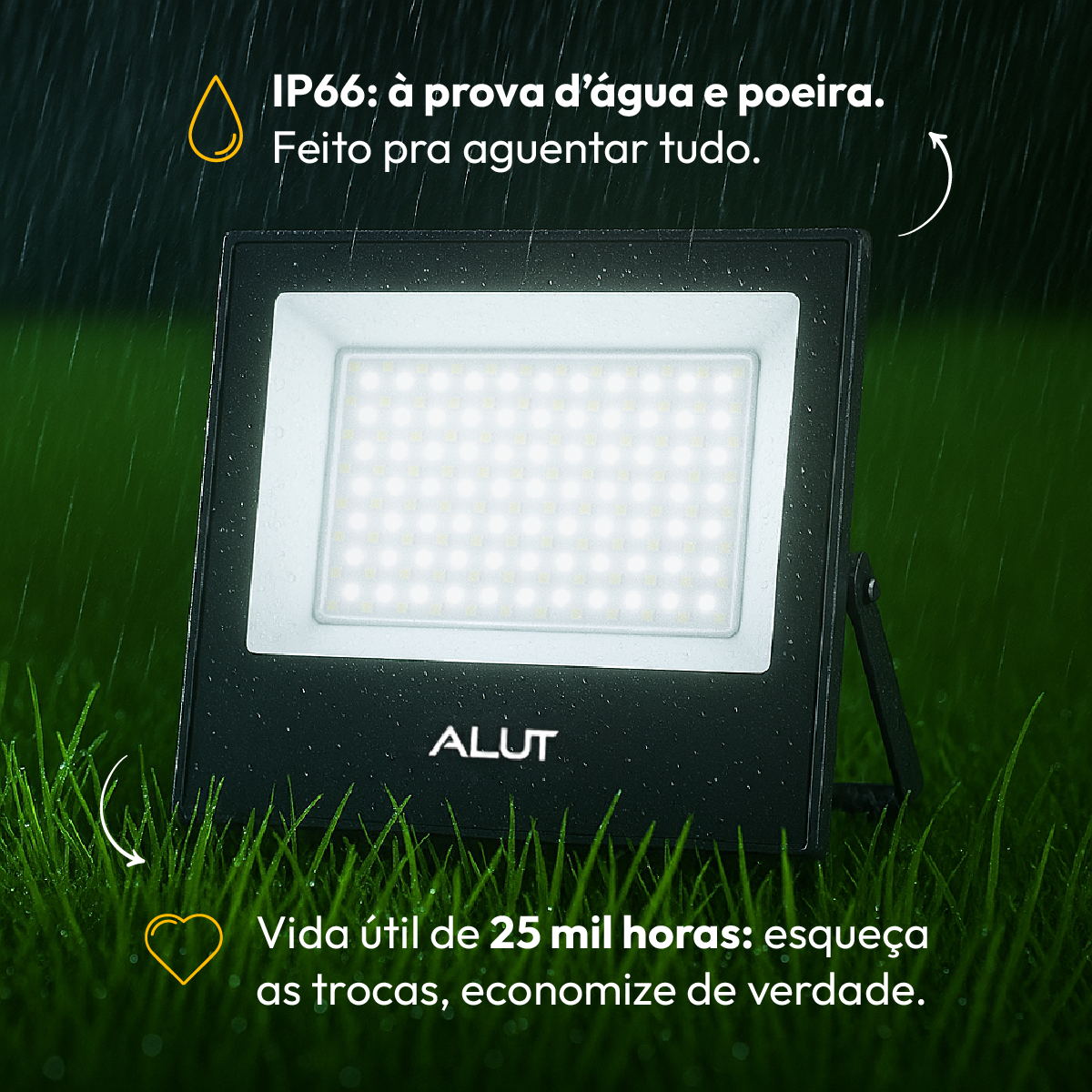 Kit 3 Refletor Led 100w 6500k Branco Frio Bivolt a prova d'água Alut