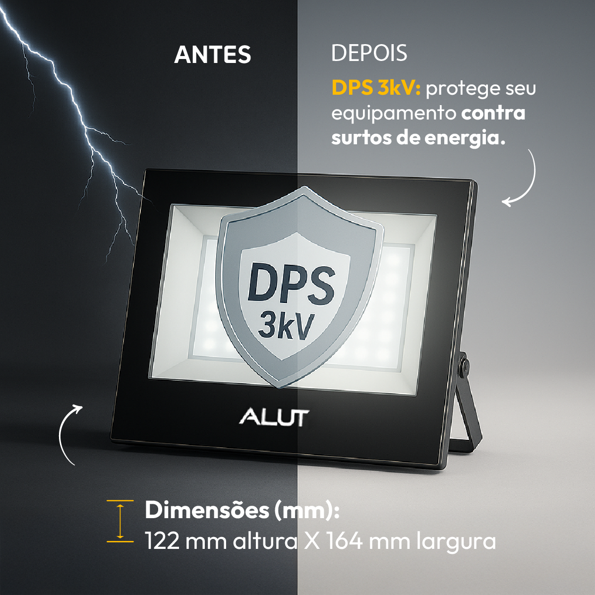 Kit 3 Refletor Led 100w 6500k Branco Frio Bivolt a prova d'água Alut