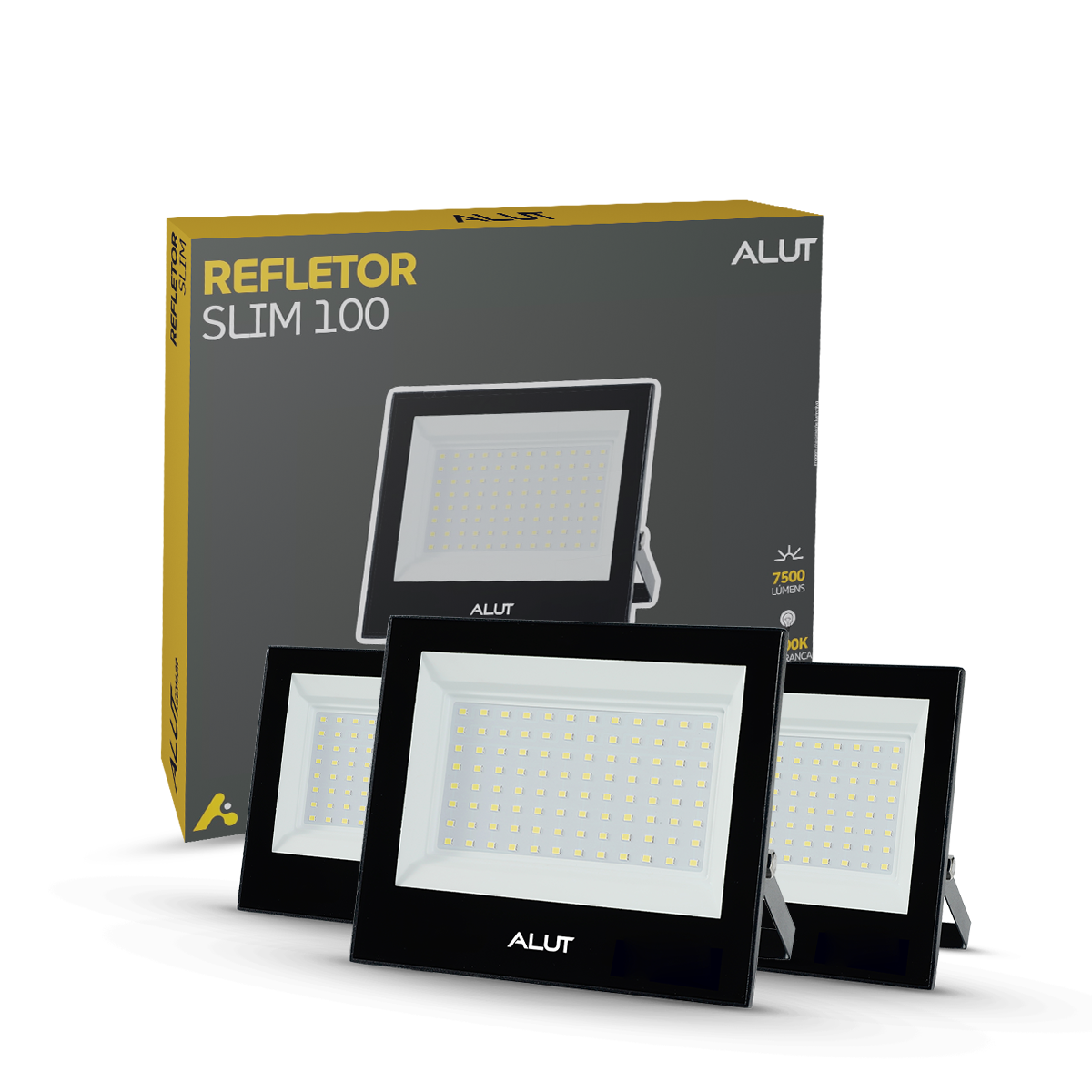 Kit 3 Refletor Led 100w 6500k Branco Frio Bivolt a prova d'água Alut