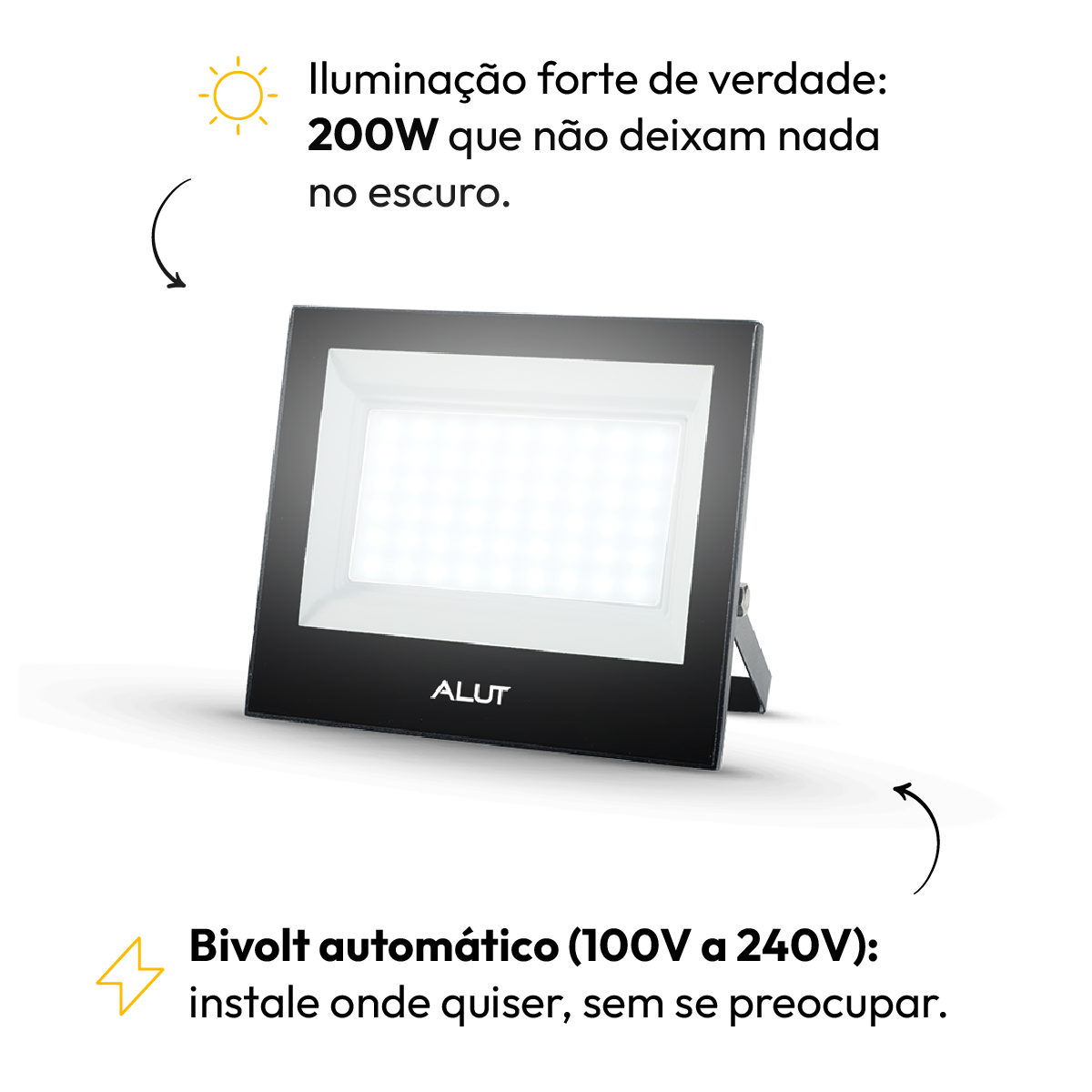 Kit 10 Refletor Led 200W 6500k Branco Frio Bivolt IP66 Alut