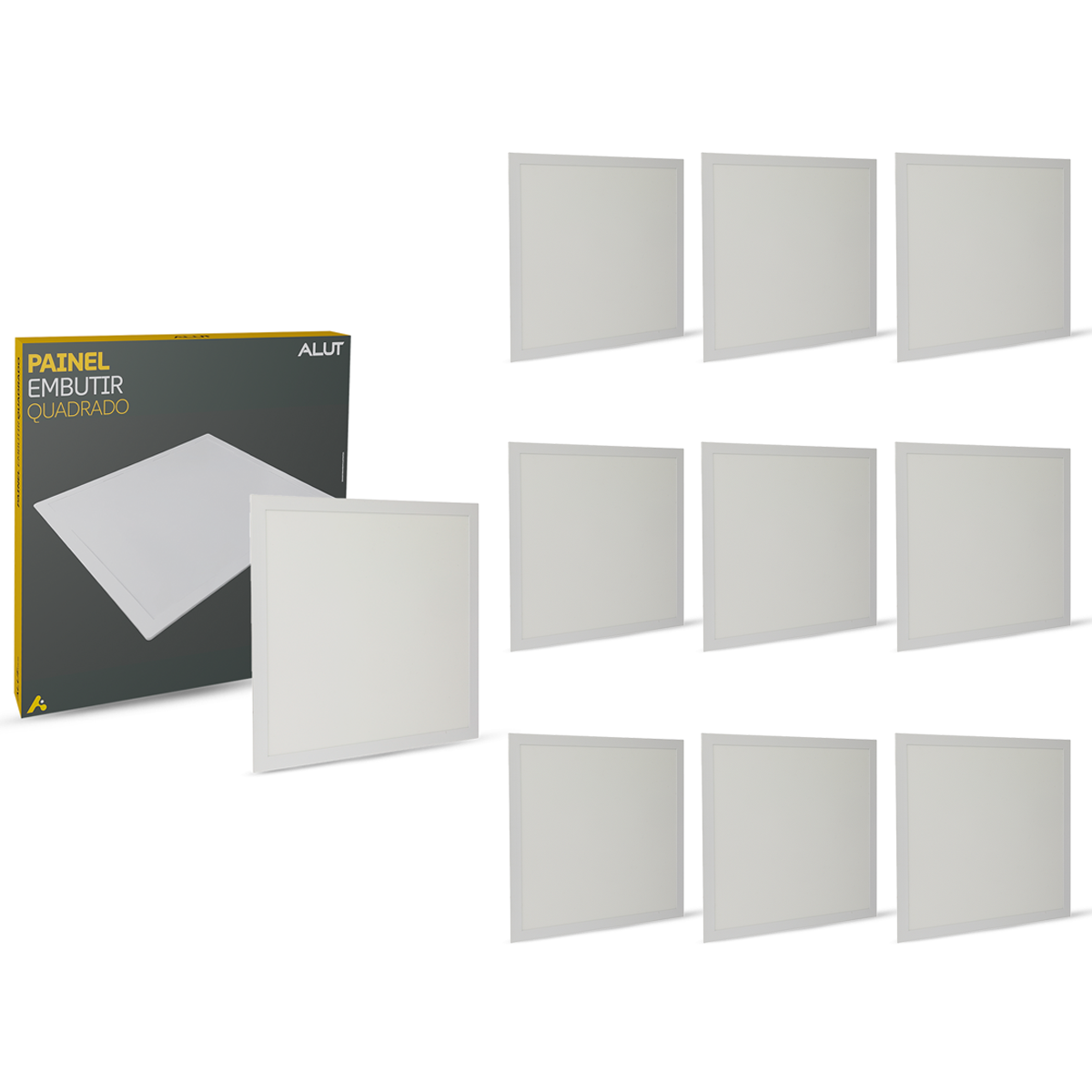 Kit 10 Painel Led Plafon Easy Embutir 18W 6500K Quadrado Bivolt Alut