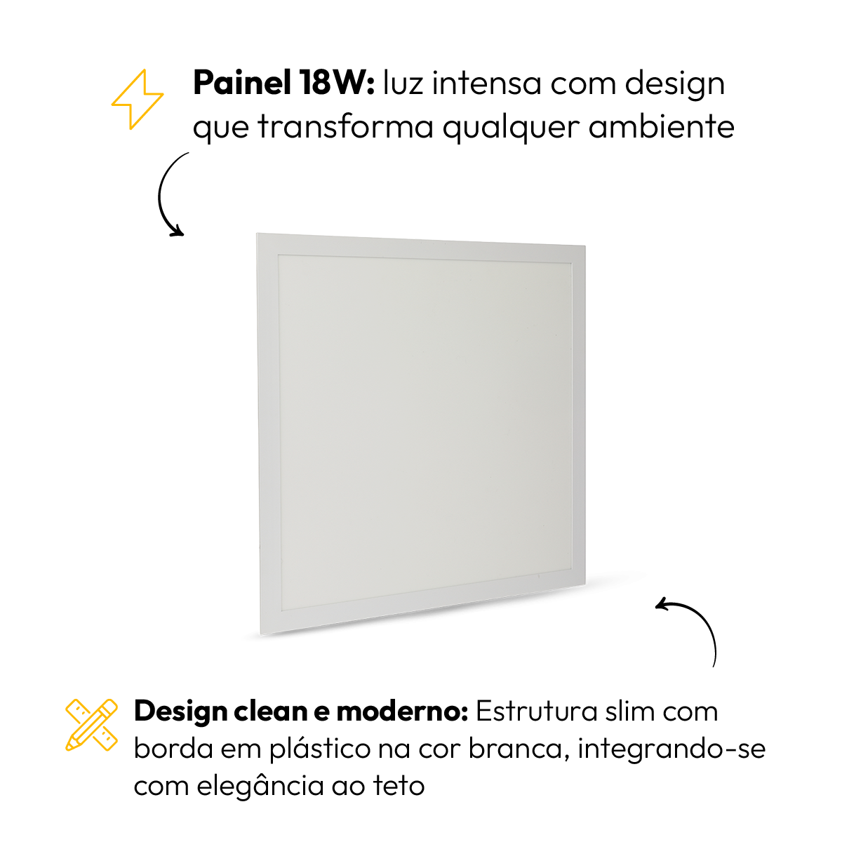 Kit 10 Painel Led Plafon Easy Embutir 18W 6500K Quadrado Bivolt Alut