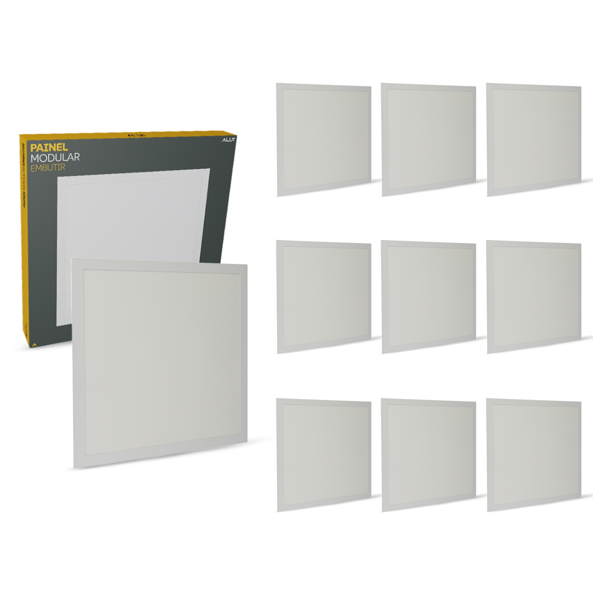 Kit 10 Painel Led Plafon 50w 6500k Bivolt Embutir 60x60 Quadrado Alut