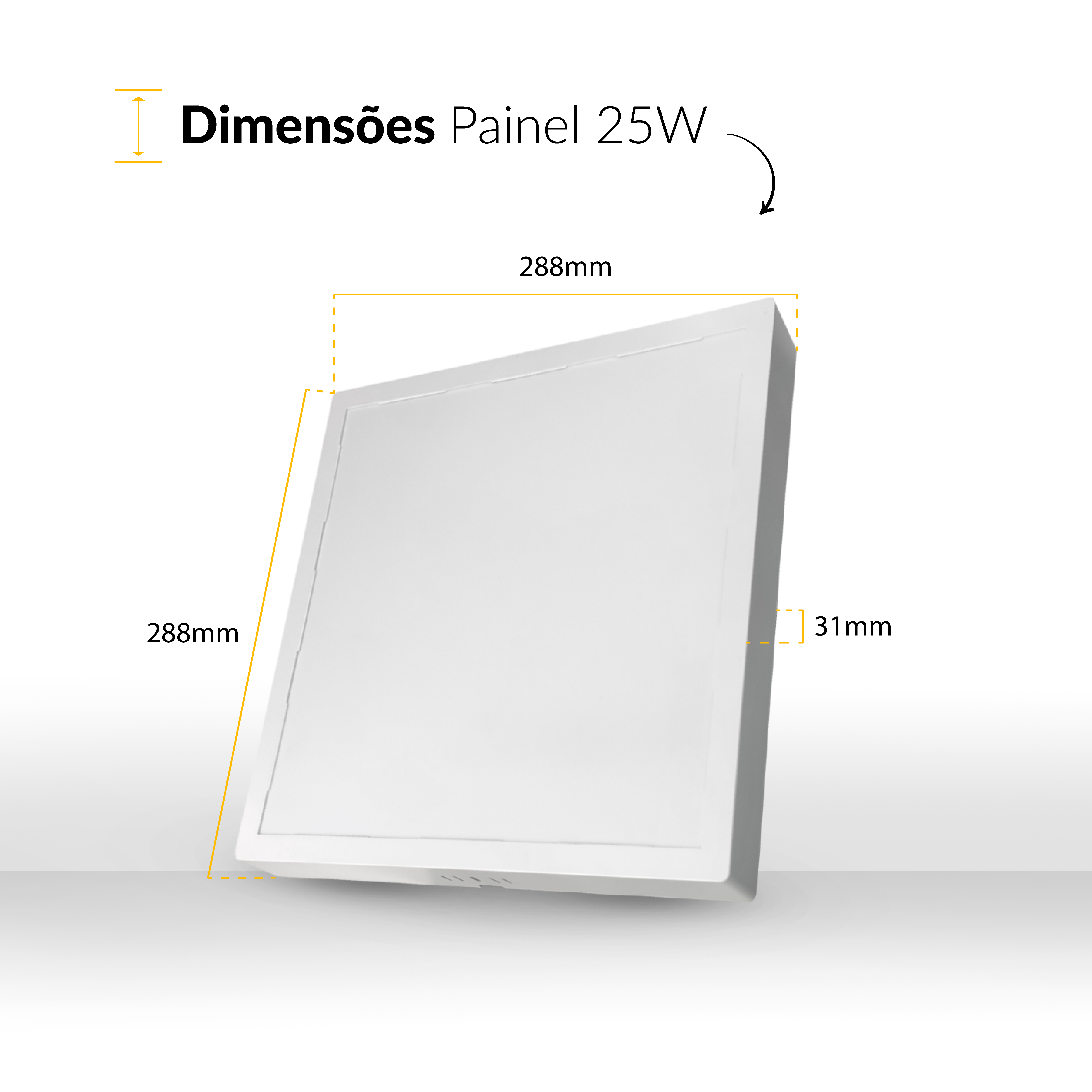 Kit 10 Painel Led Plafon Sobrepor 25W 6500K Branco Frio Bivolt Quadrado Alut