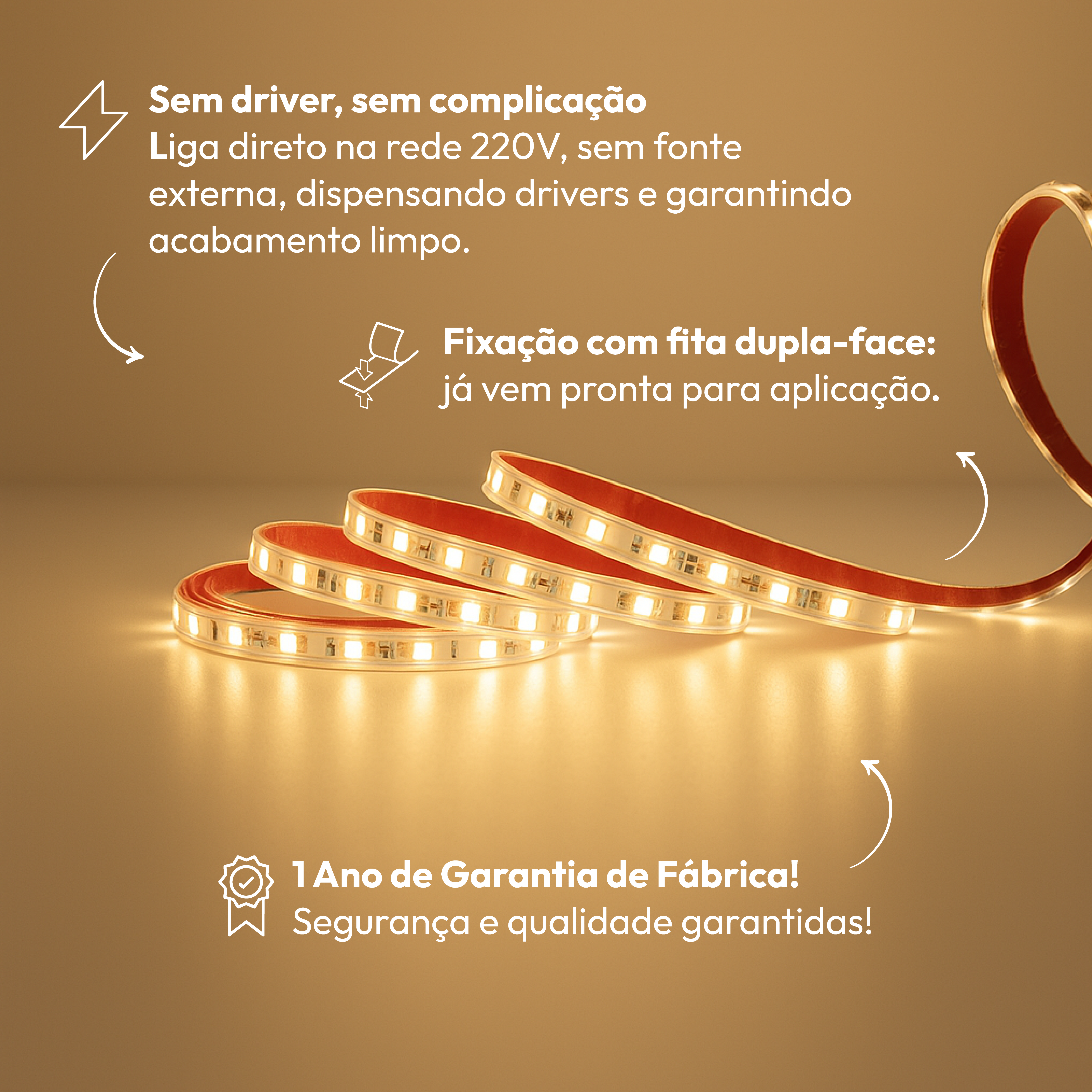 Fita Led Facile 10w 50m 2700K 220V Tensão Direta Alut