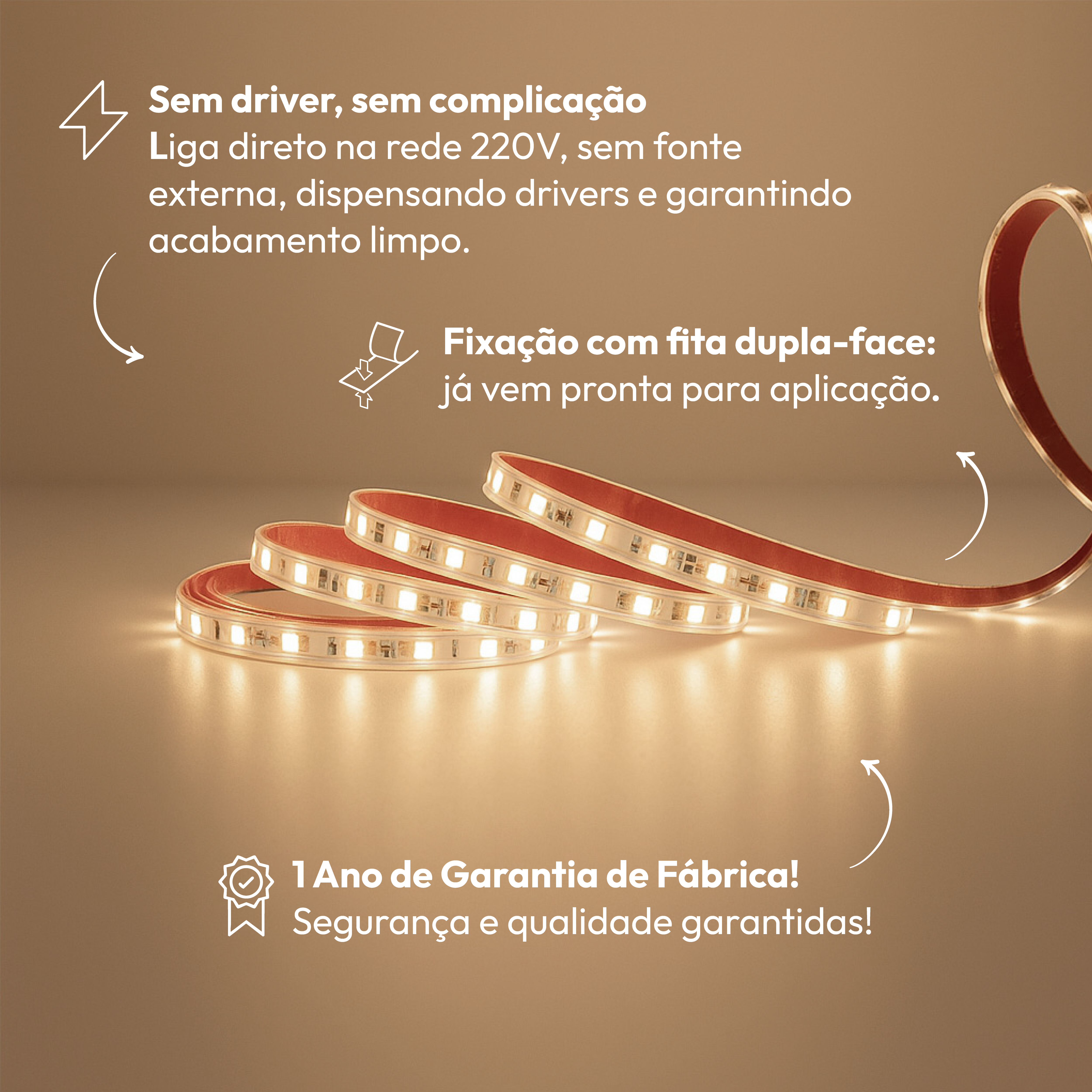 Fita Led Facile 10w 50m 4000K 220V Tensão Direta Alut