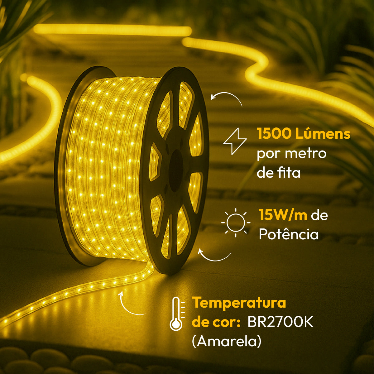 Fita Led Dupla Facile 15w 50m 2700K 220V Tensão Direta Alut