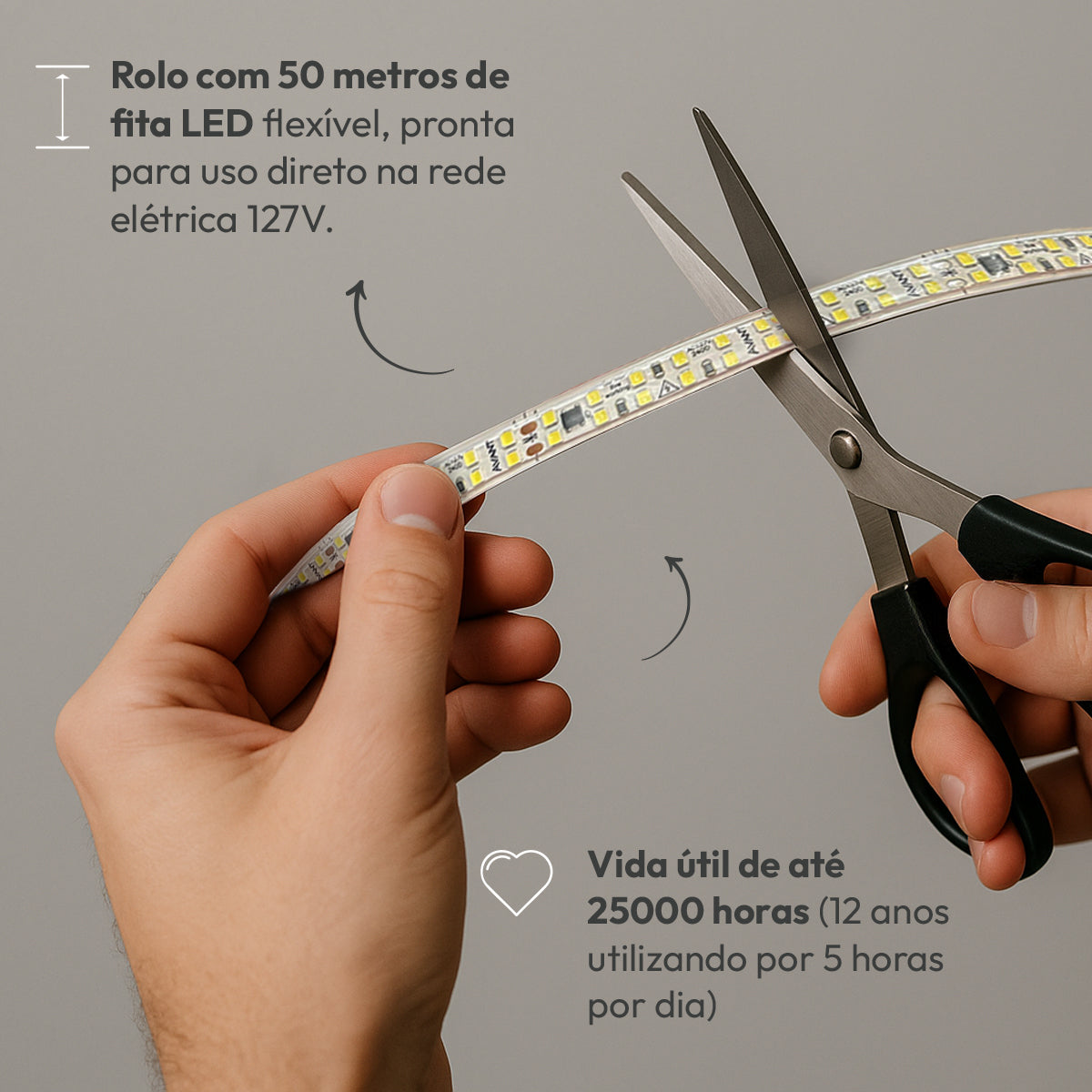 Fita Led Dupla Facile 15w 50m 4000K 127V Tensão Direta Alut