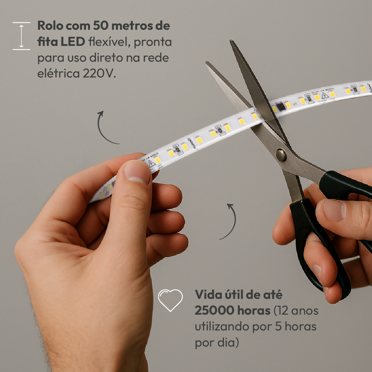 Fita Led Facile 5w 50m 2700K 220V Tensão Direta Alut