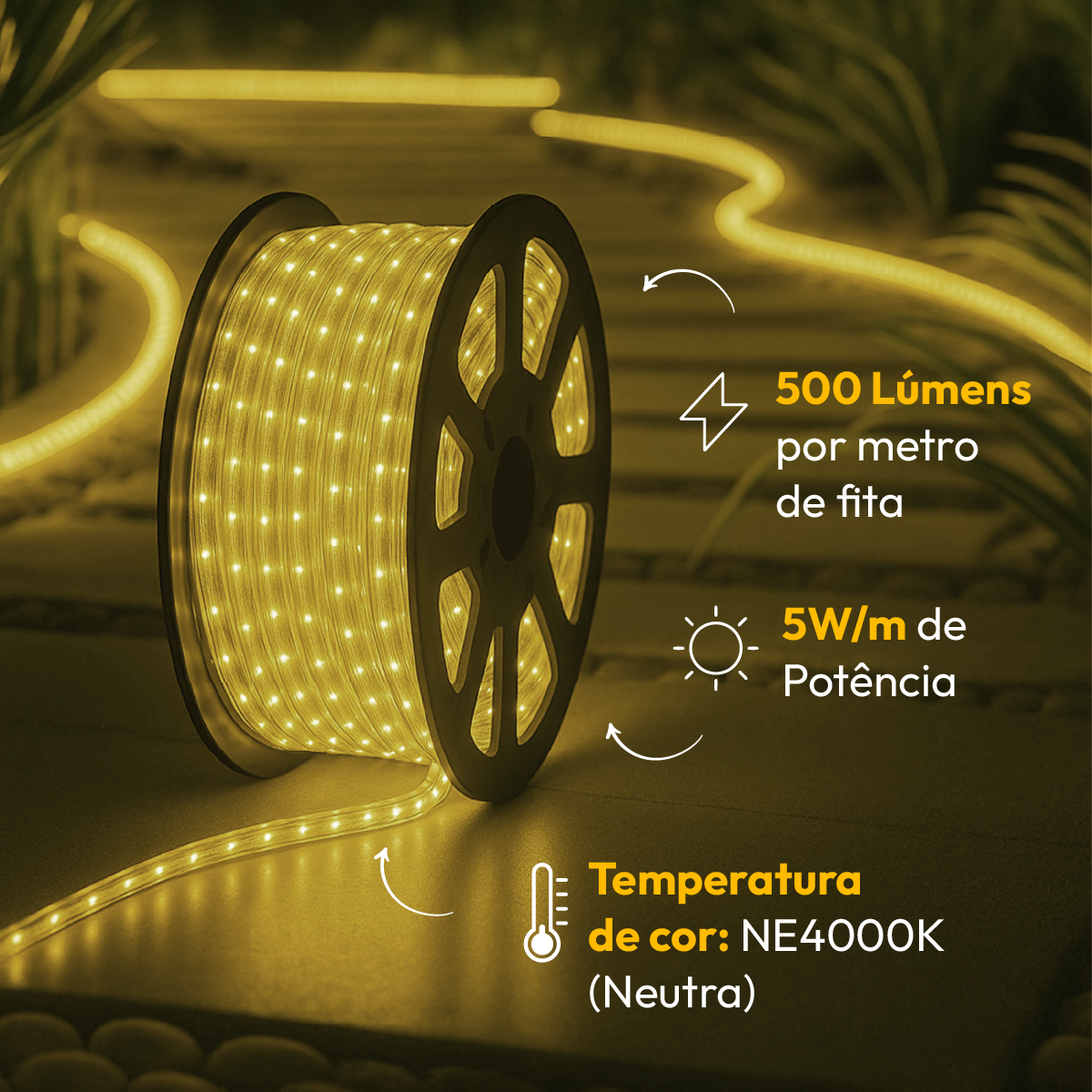 Fita Led Facile 5w 50m 4000K 127V Tensão Direta Alut