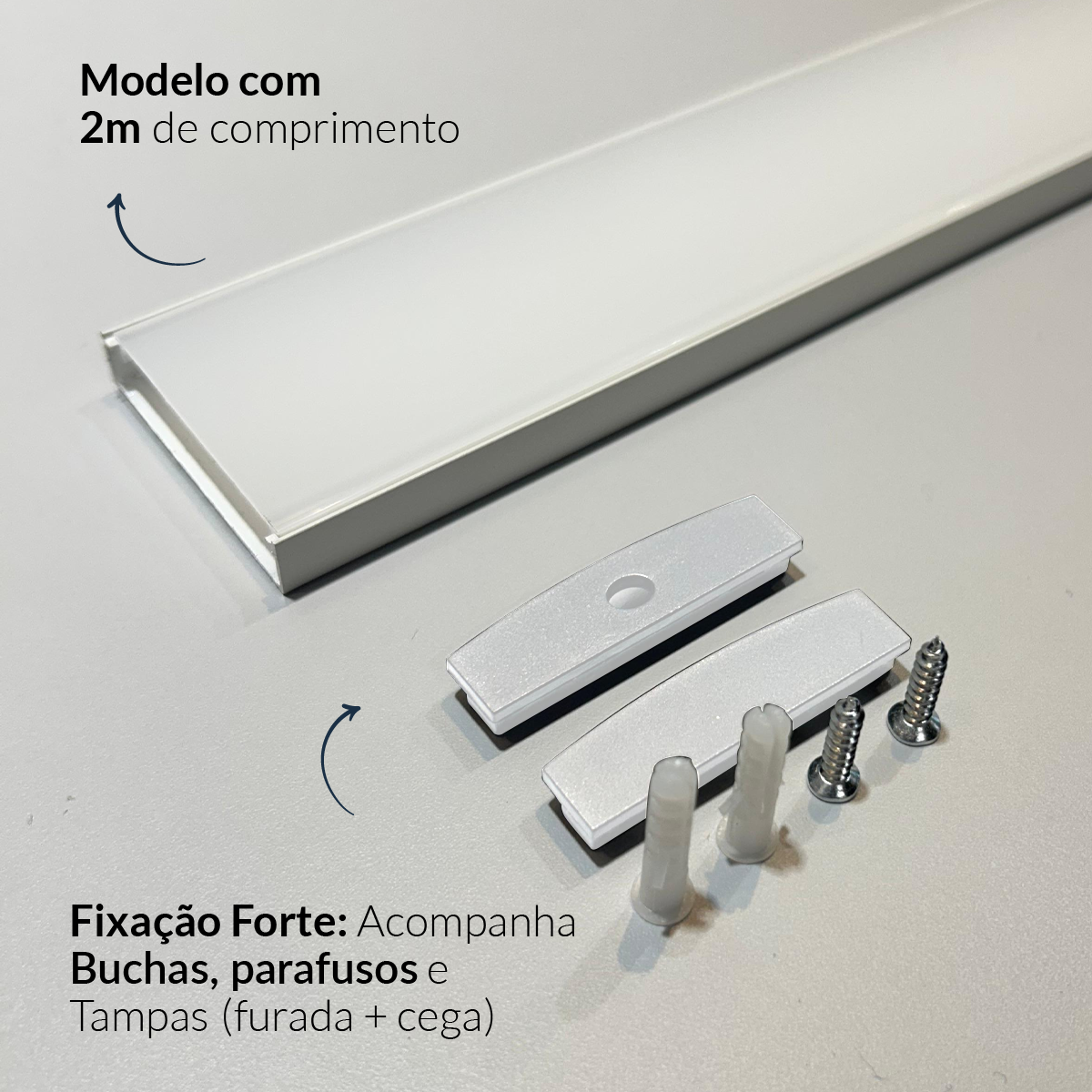 Perfil Led Barra 2m Destak 50x10mm Sob Branco Alut