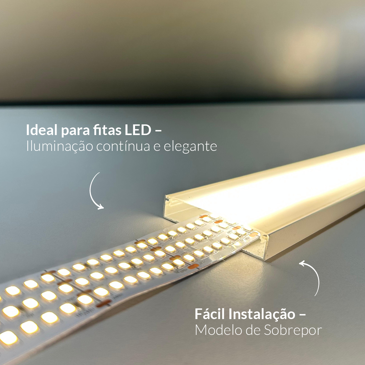 Perfil Led Barra 2m Destak 50x10mm Sob Branco Alut