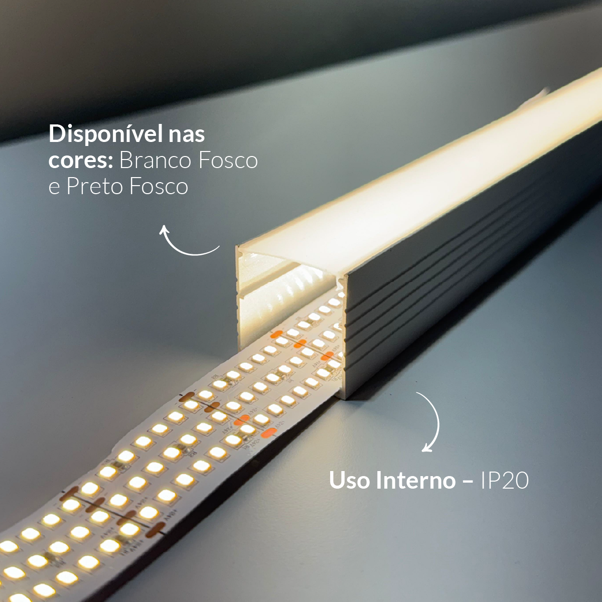 Perfil Led Barra 2m Slat 35x35mm Sob Branco Alut